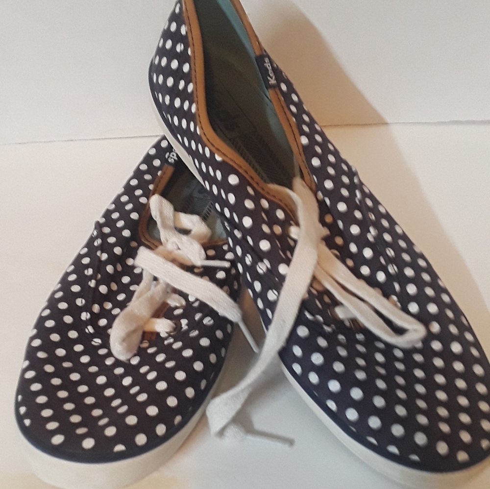 Keds navy canvas Polka Dot Sneakers,  8.5M